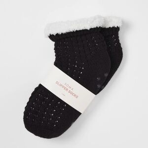 BNWT! Soma Black Slipper Socks with White Fleece